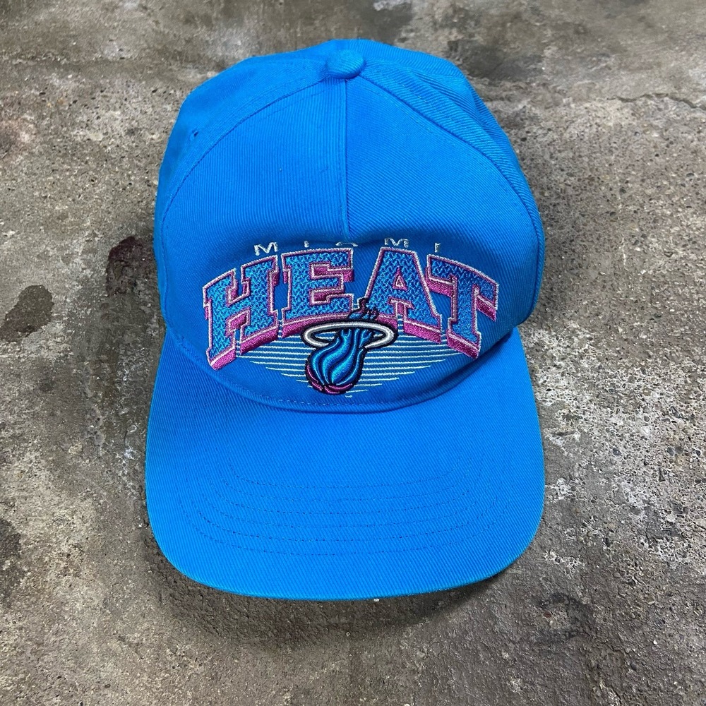 NBA 47 Miami Heat Cap Snap Back Adjustable Baby Blue Vice Retro Basketball Logo